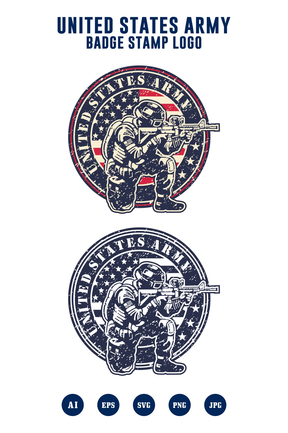 Set United states army badge logo design - $5 pinterest preview image.