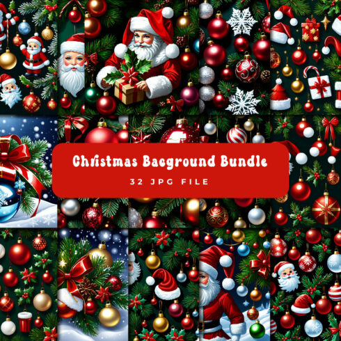Merry Christmas Background Bundle cover image.