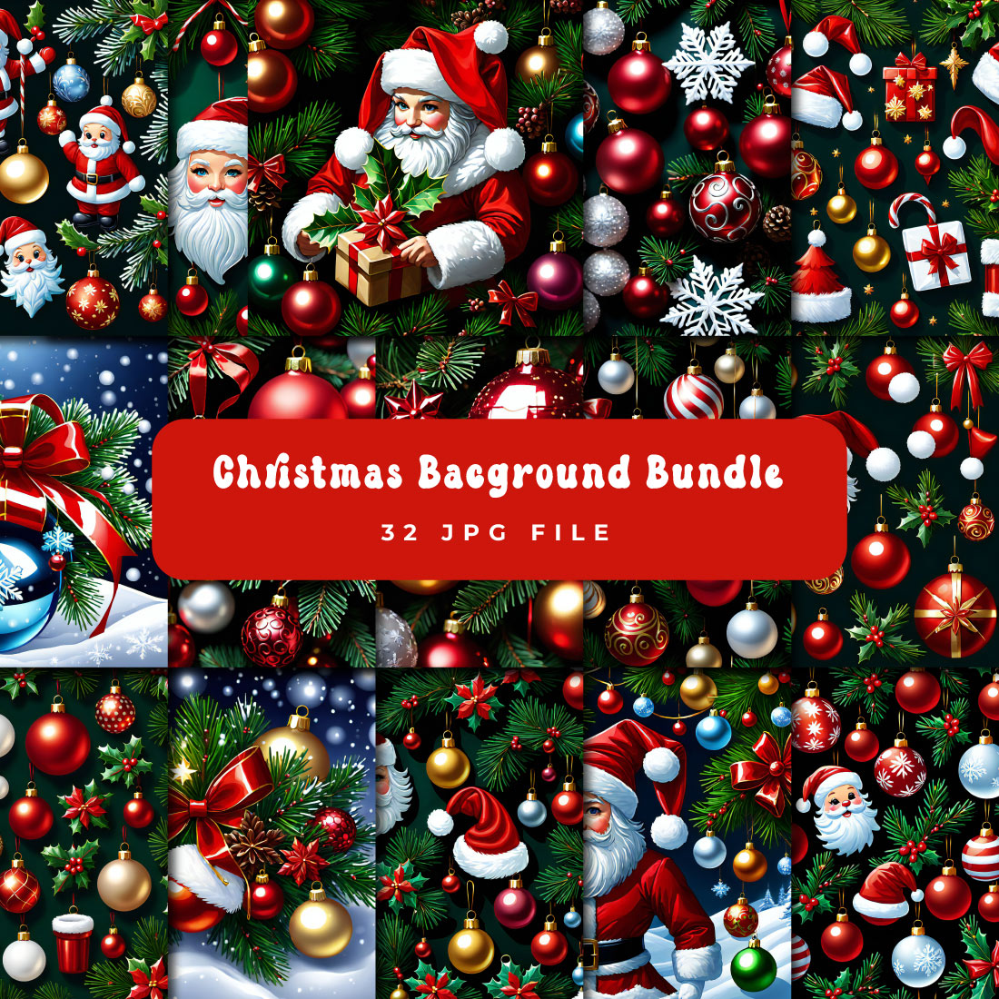 Merry Christmas Background Bundle cover image.