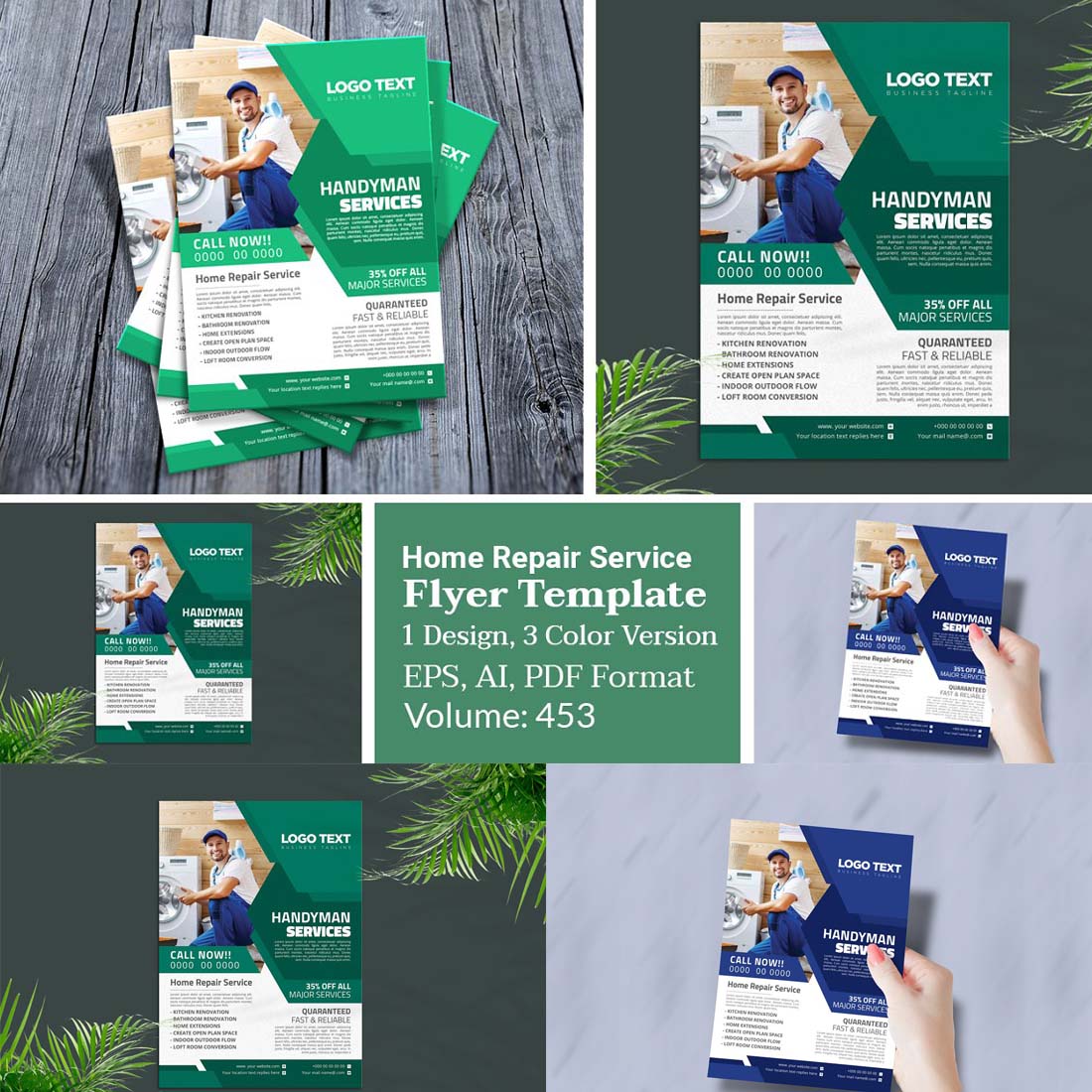 Handyman Home Repair Flyer Template cover image.