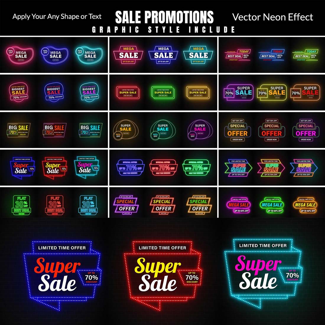 Sale Promotions Vector Neon Bundle cover image.