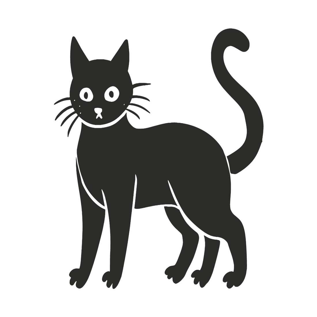 Hand drawn cat silhouette preview image.