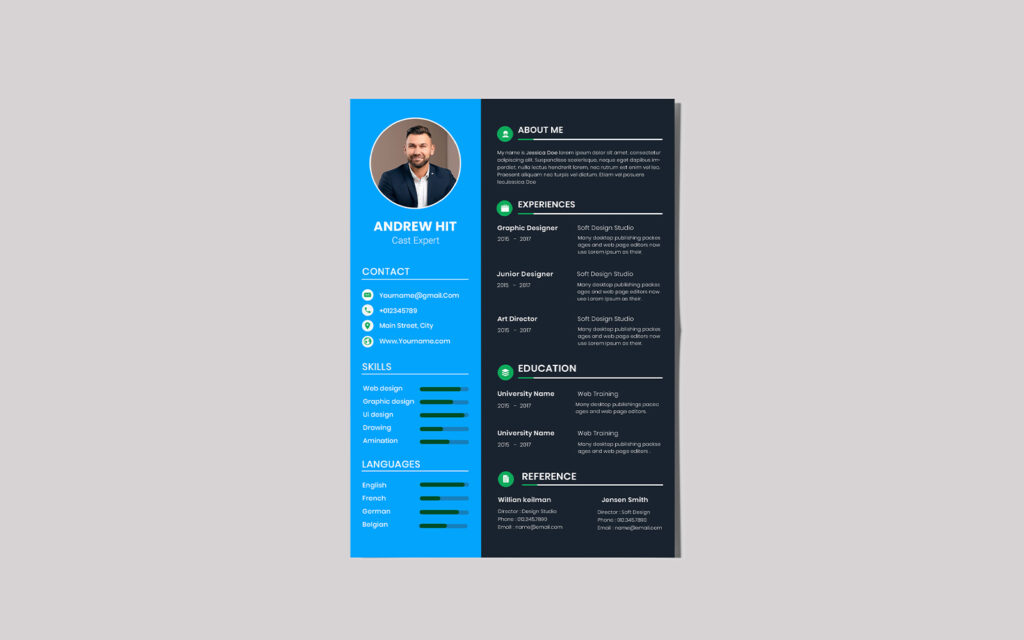 Andrew Blue Resume | CV Template - MasterBundles