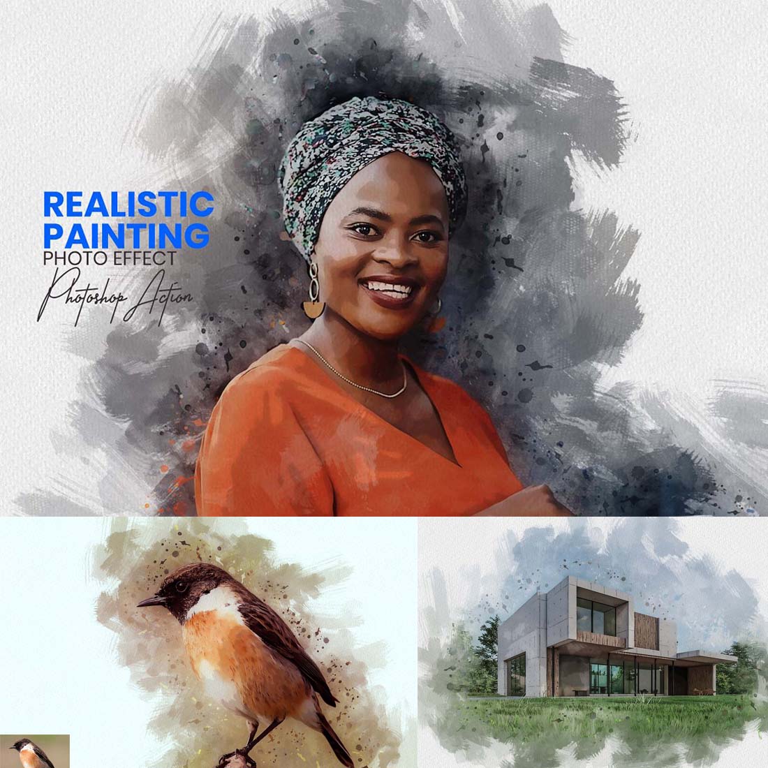 Realistic Painting Photoshop Action cover image.