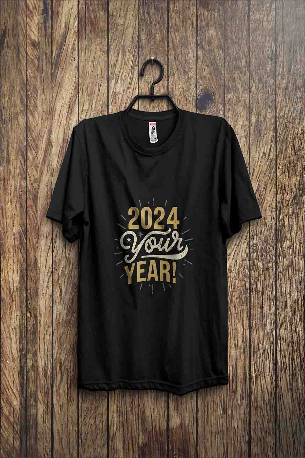 Happy New Year 2024 T-shirt Design pinterest preview image.