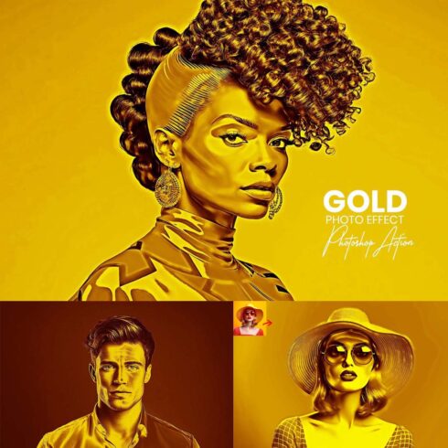 Gold Photo Effect Photoshop Action cover image.