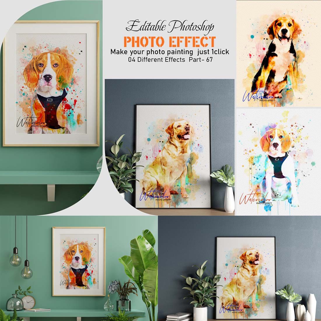 Editable Dog Watercolor Photo Effect cover image.