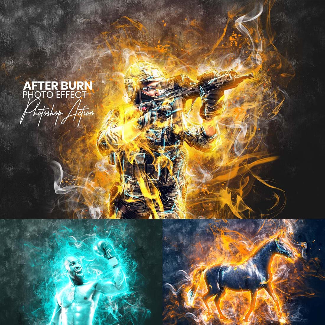 After Burn Photoshop Action cover image.
