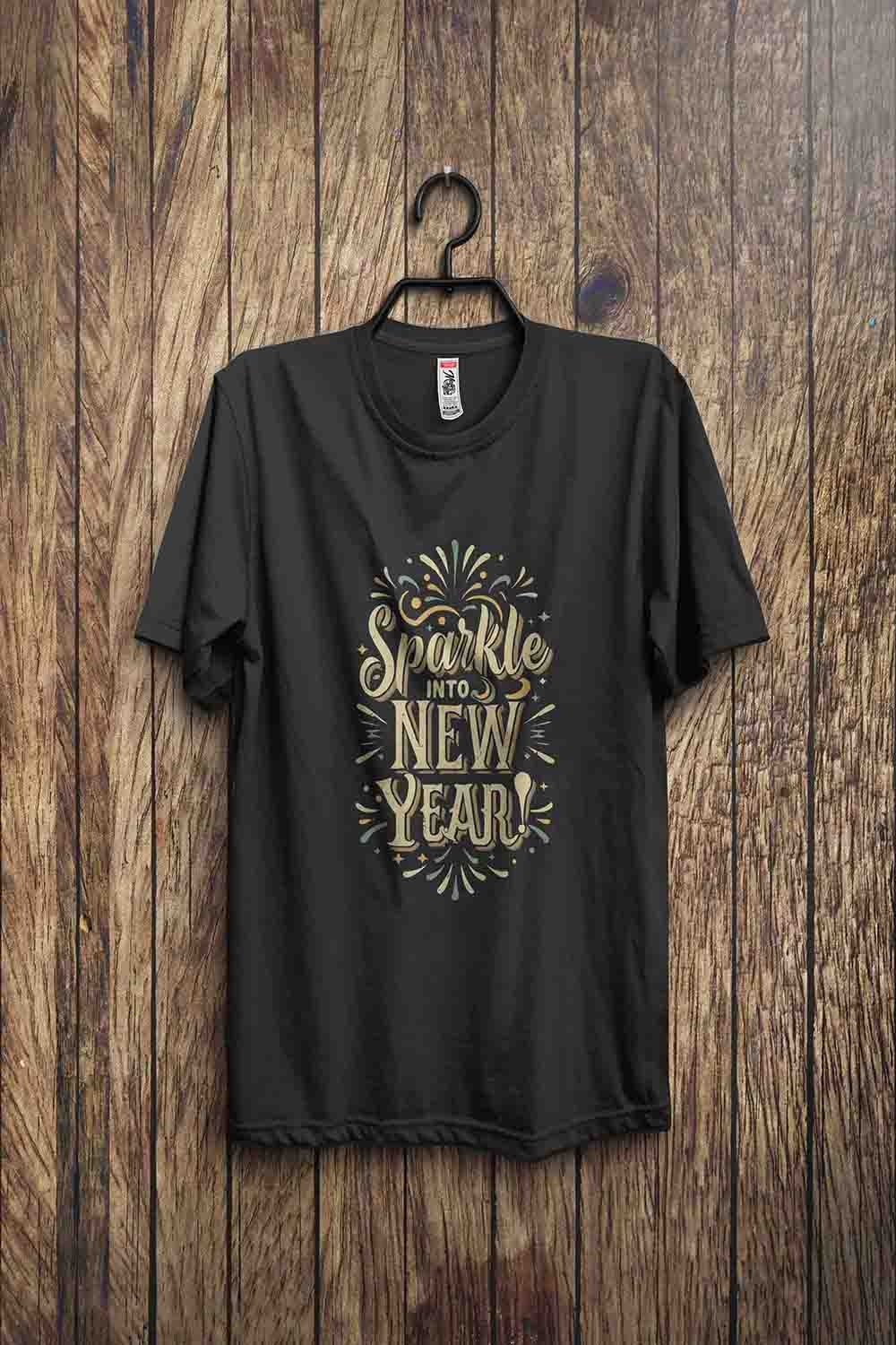 Happy New Year 2024 T-shirt Design pinterest preview image.