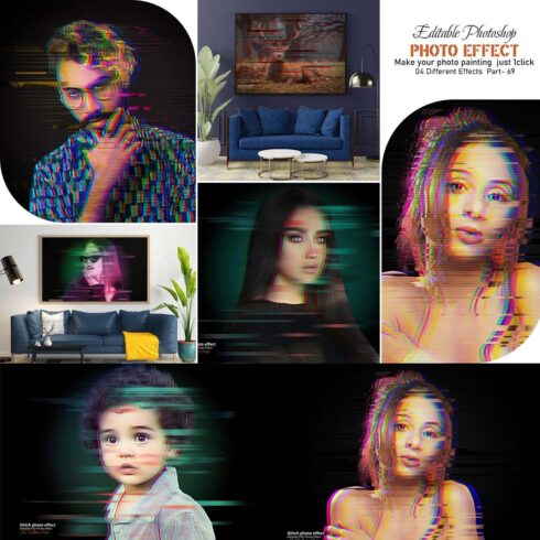 Editable Glitch Photo Effect cover image.