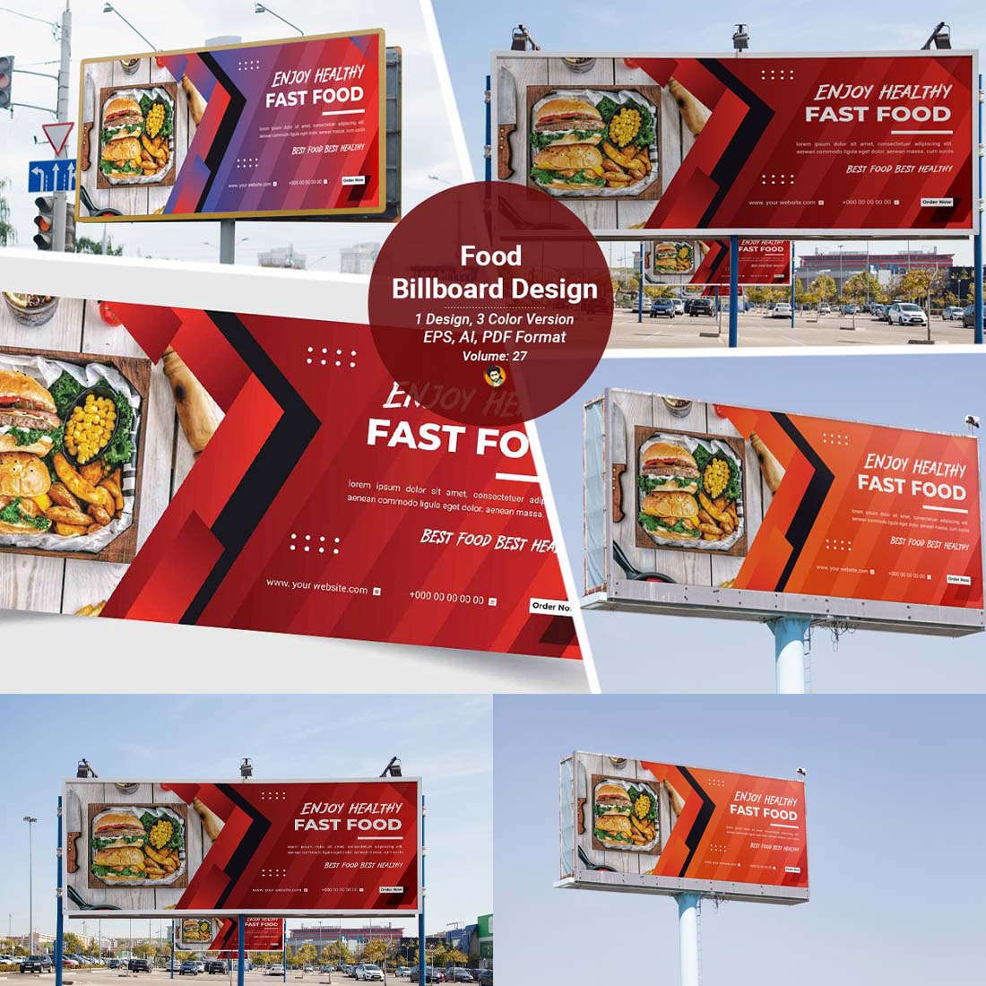 Fast Food Billboard Template cover image.