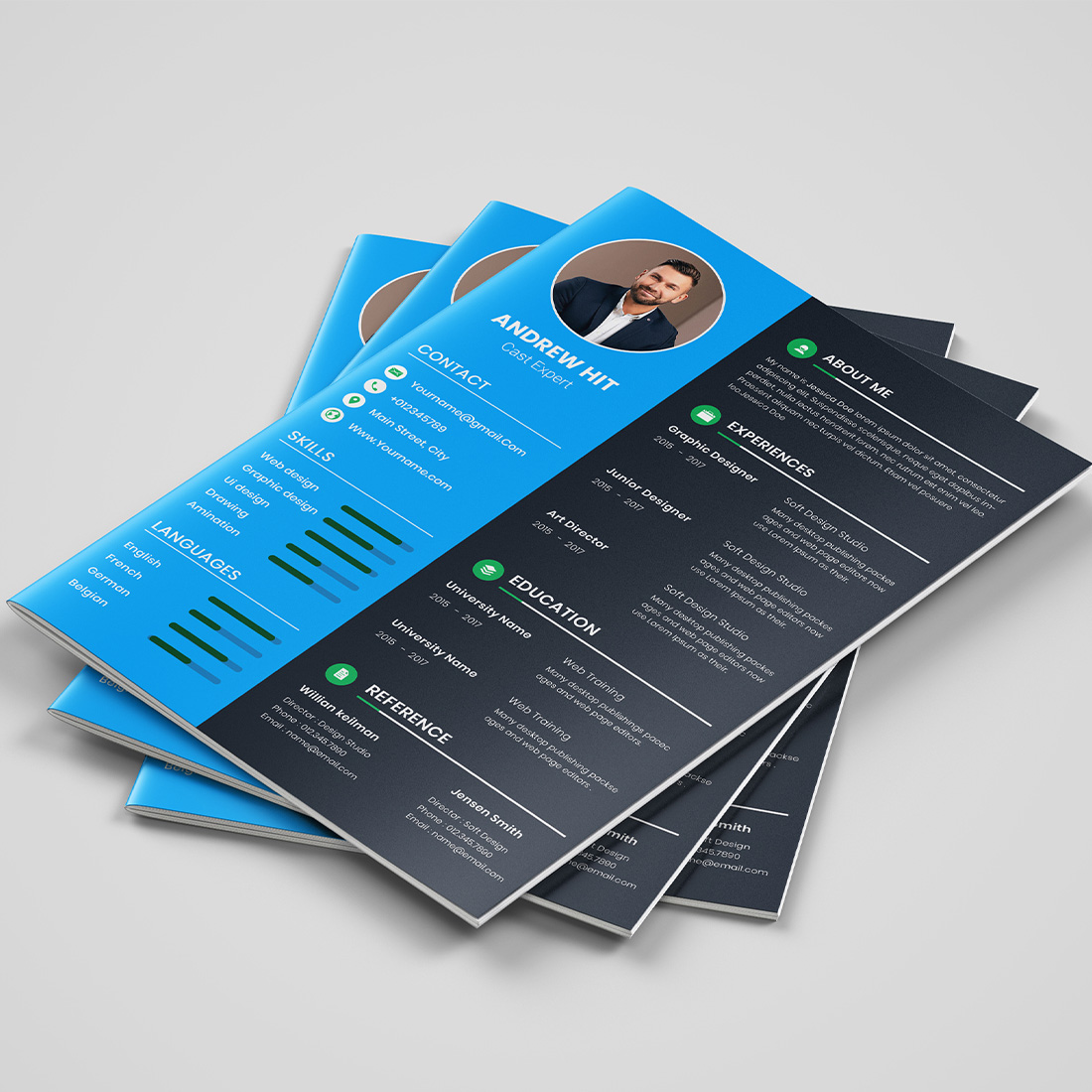 Andrew Blue Resume | CV Template preview image.
