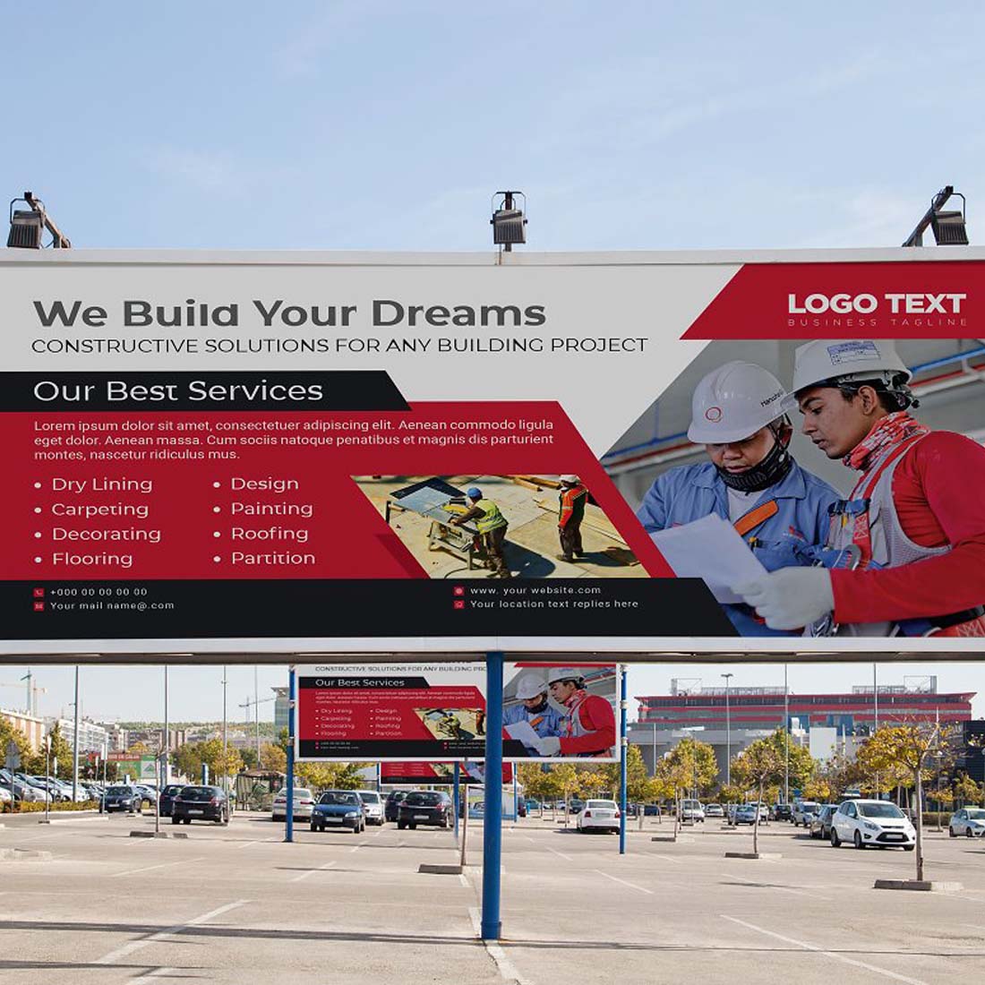 Construction Billboard Template preview image.