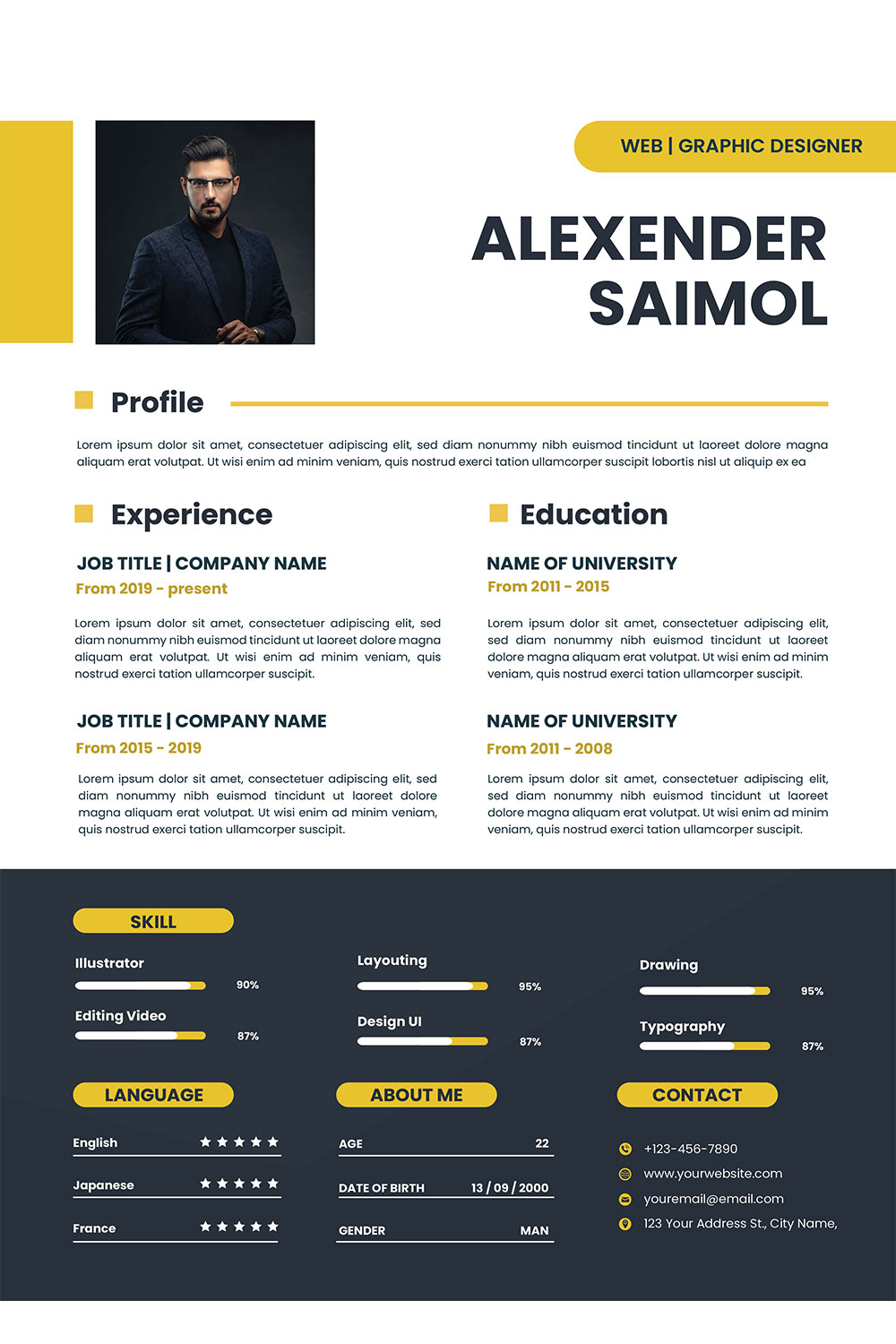 Resume Template is professionally pinterest preview image.