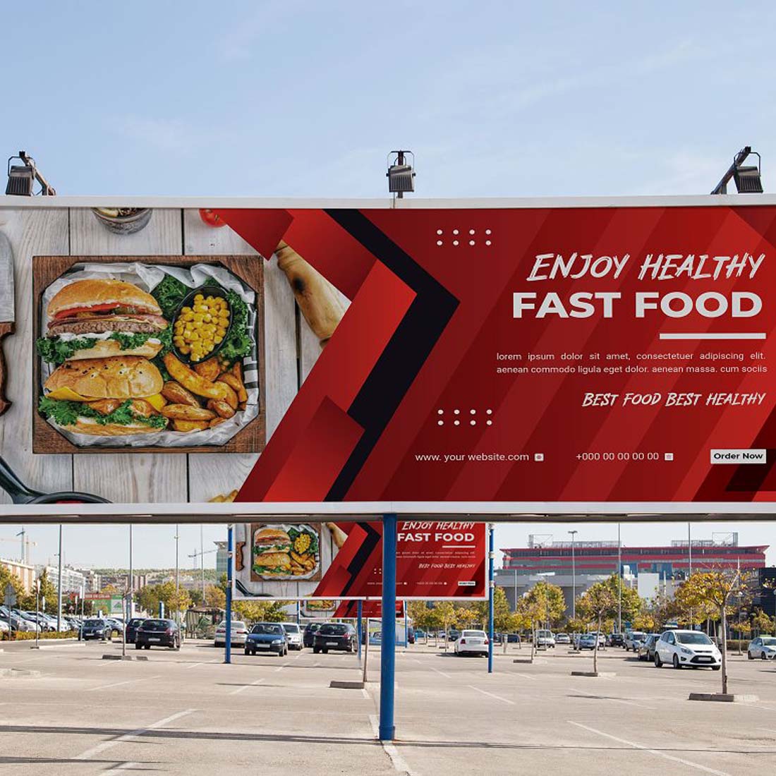 Fast Food Billboard Template preview image.