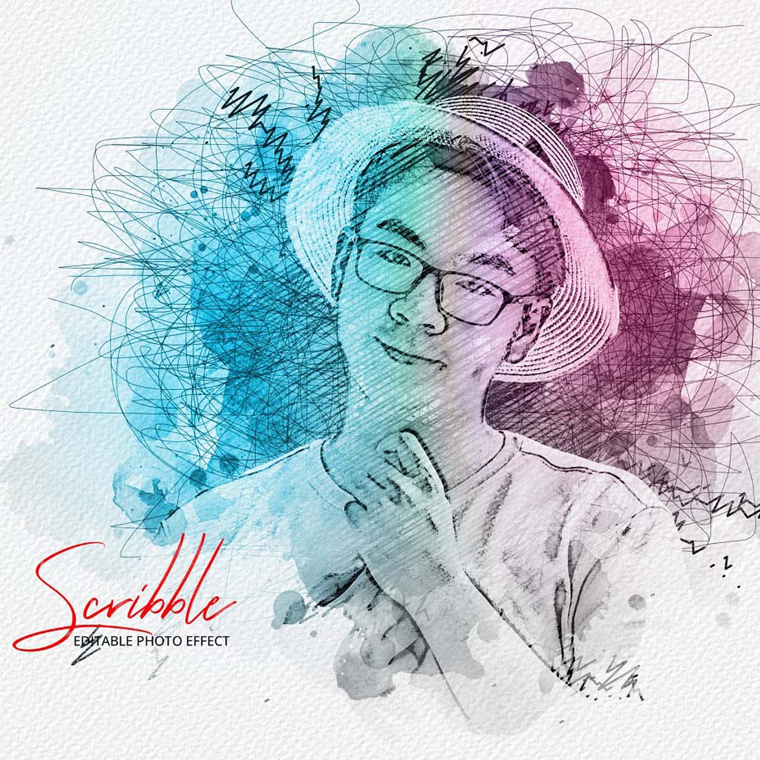 Colorful Photo Effect Scribble Art preview image.
