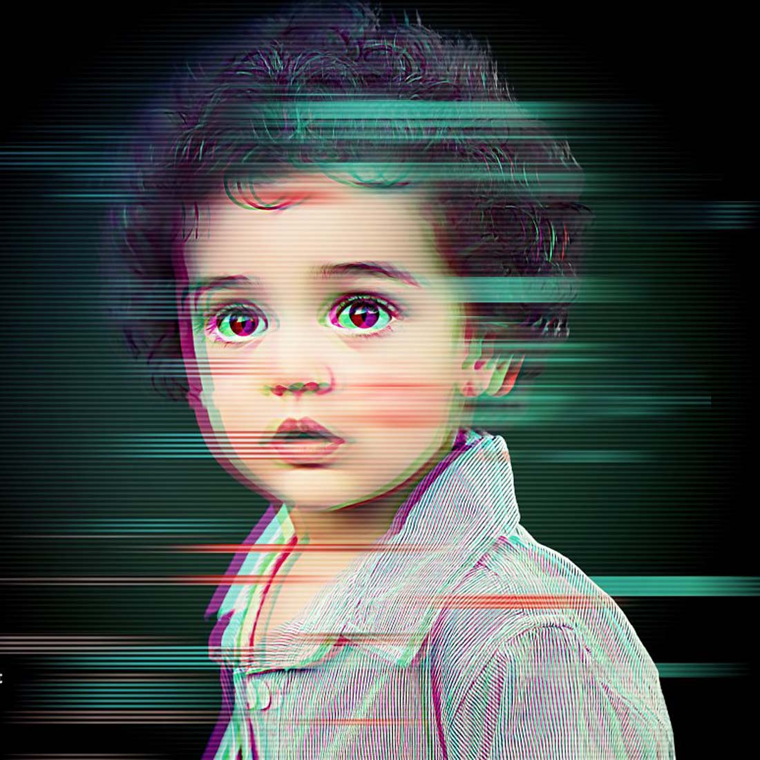 Editable Glitch Photo Effect preview image.
