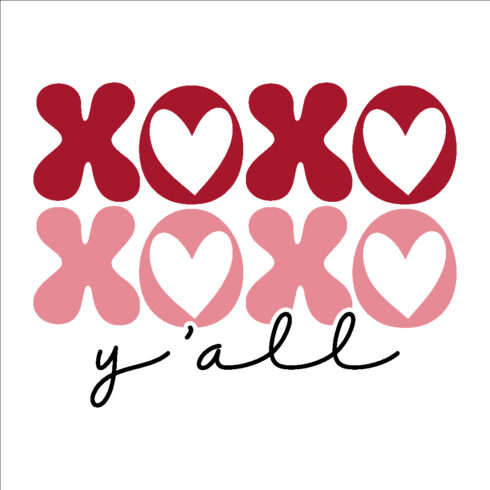 Valentine Xoxo Y'all Retro T-shirt Design cover image.