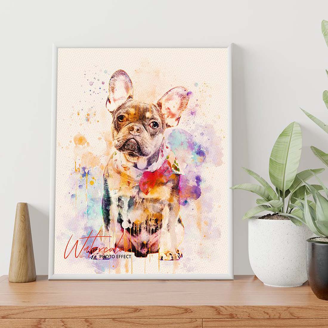 Watercolor Editable Dog Painting preview image.