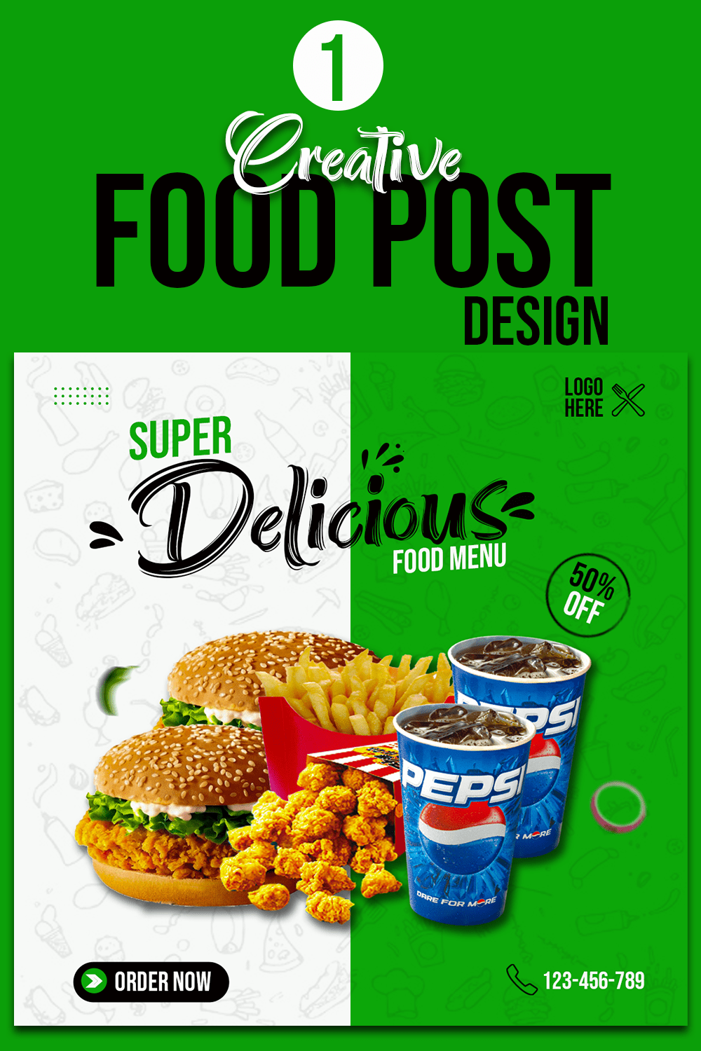 Social Media Food Post Design pinterest preview image.