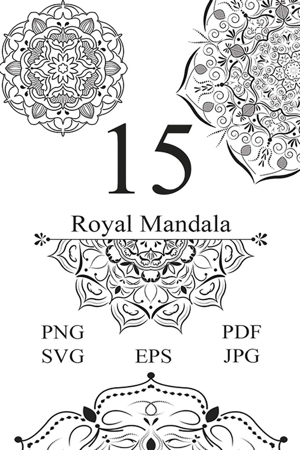15 Royal Floral Mandala Vectors Pack pinterest preview image.