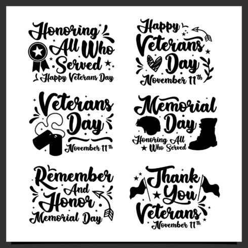 Set Veteran day lettering design collection - $5 cover image.