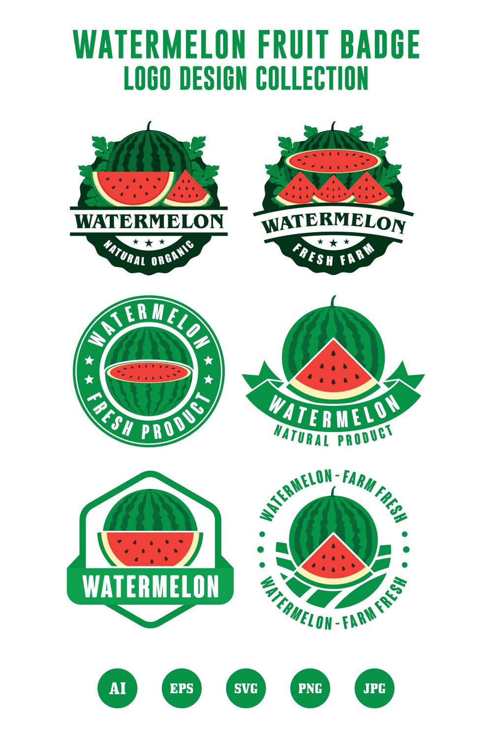 Set Watermelon badge logo design collection - $6 pinterest preview image.