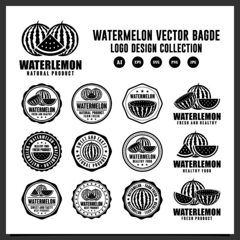 Set Watermelon vector logo design collection - $6 cover image.