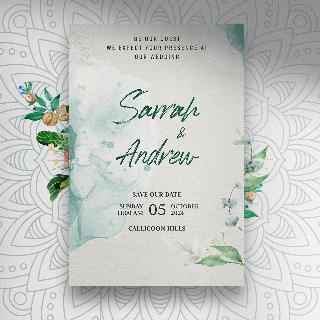 Wedding Invitation Card Template preview image.