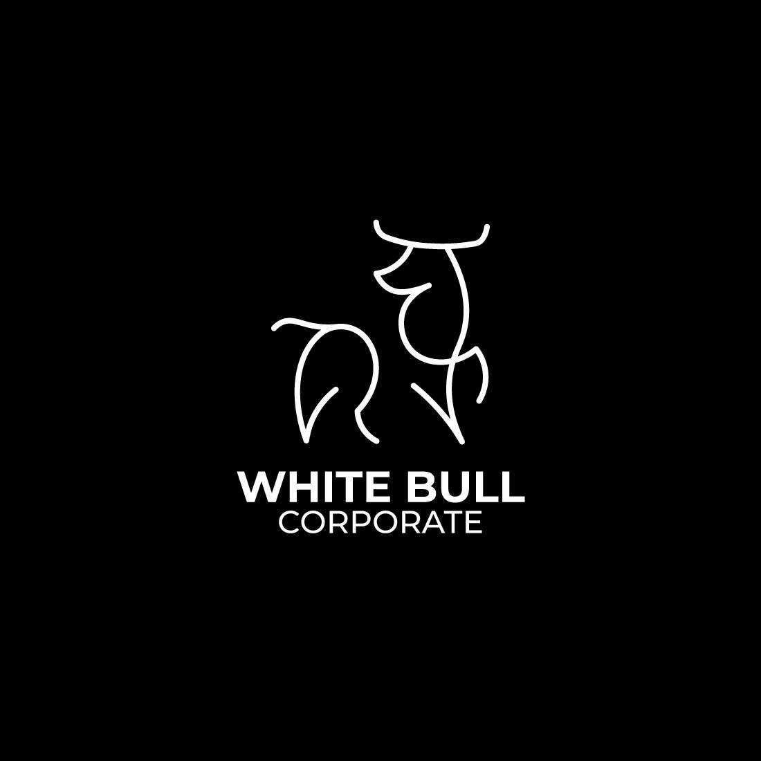 White bull logo vector design preview image.