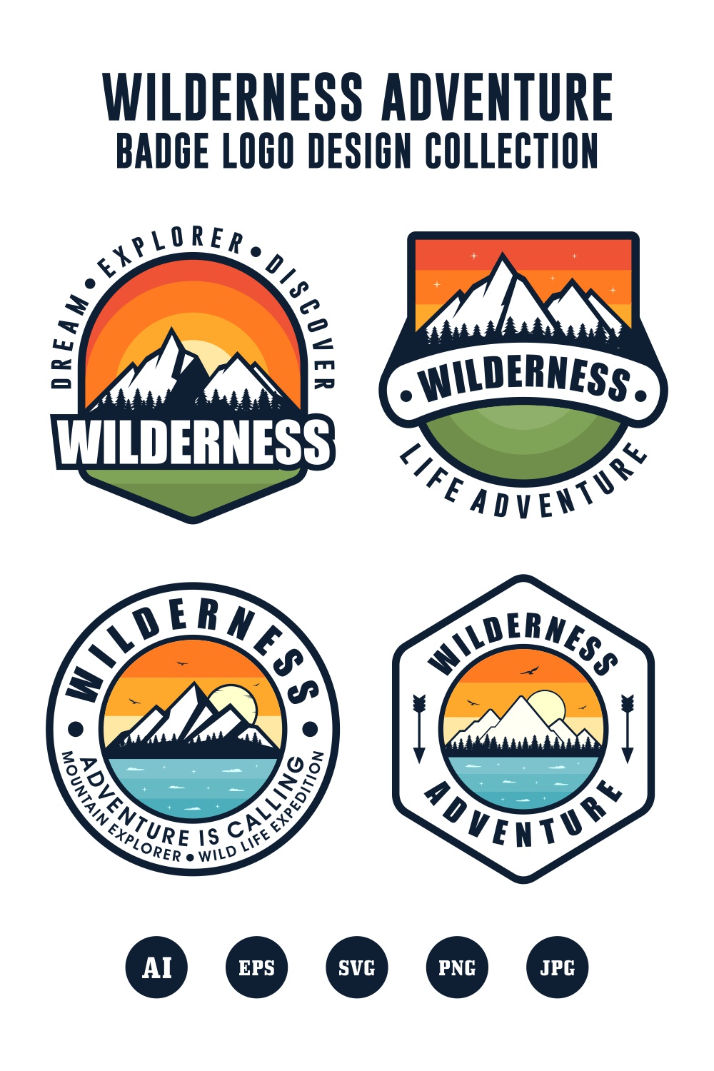 Set Wilderness adventure design logo collection - $5 pinterest preview image.
