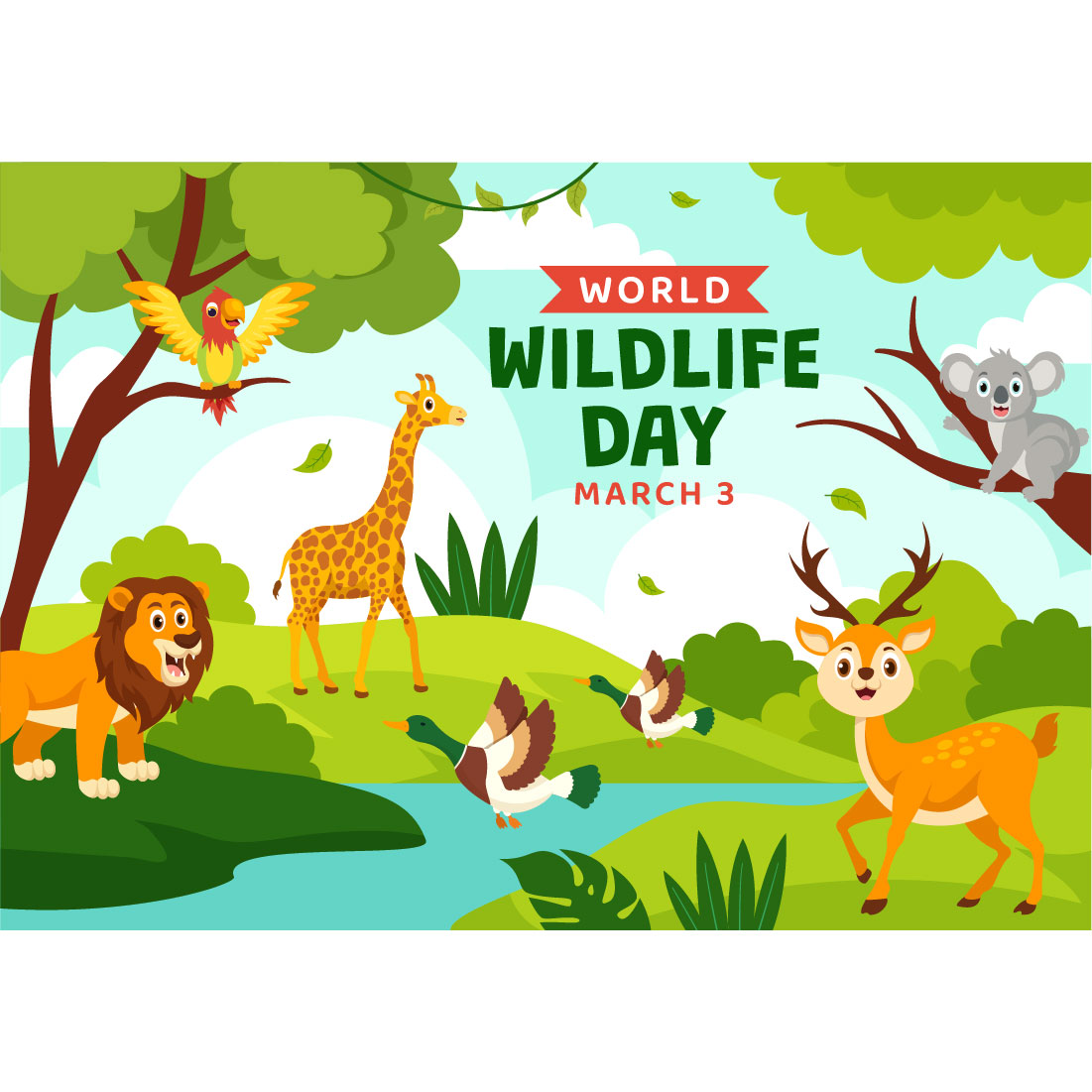 12 World Wildlife Day Illustration preview image.