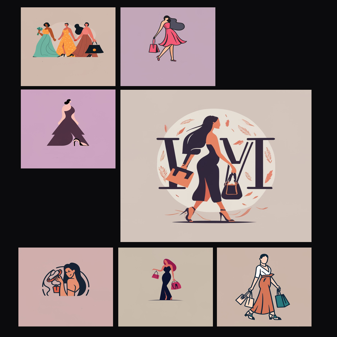 Woman Shopping - Logo Vector Art & illustration Total = 07 preview image.