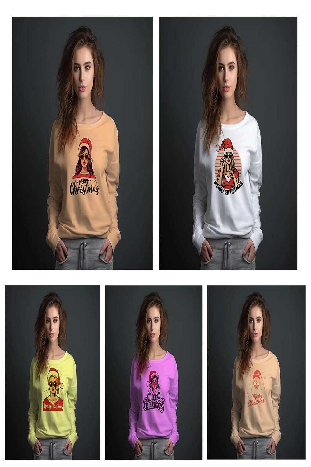 Christmas Hoodies T-shirt for woman Total = 05 pinterest preview image.