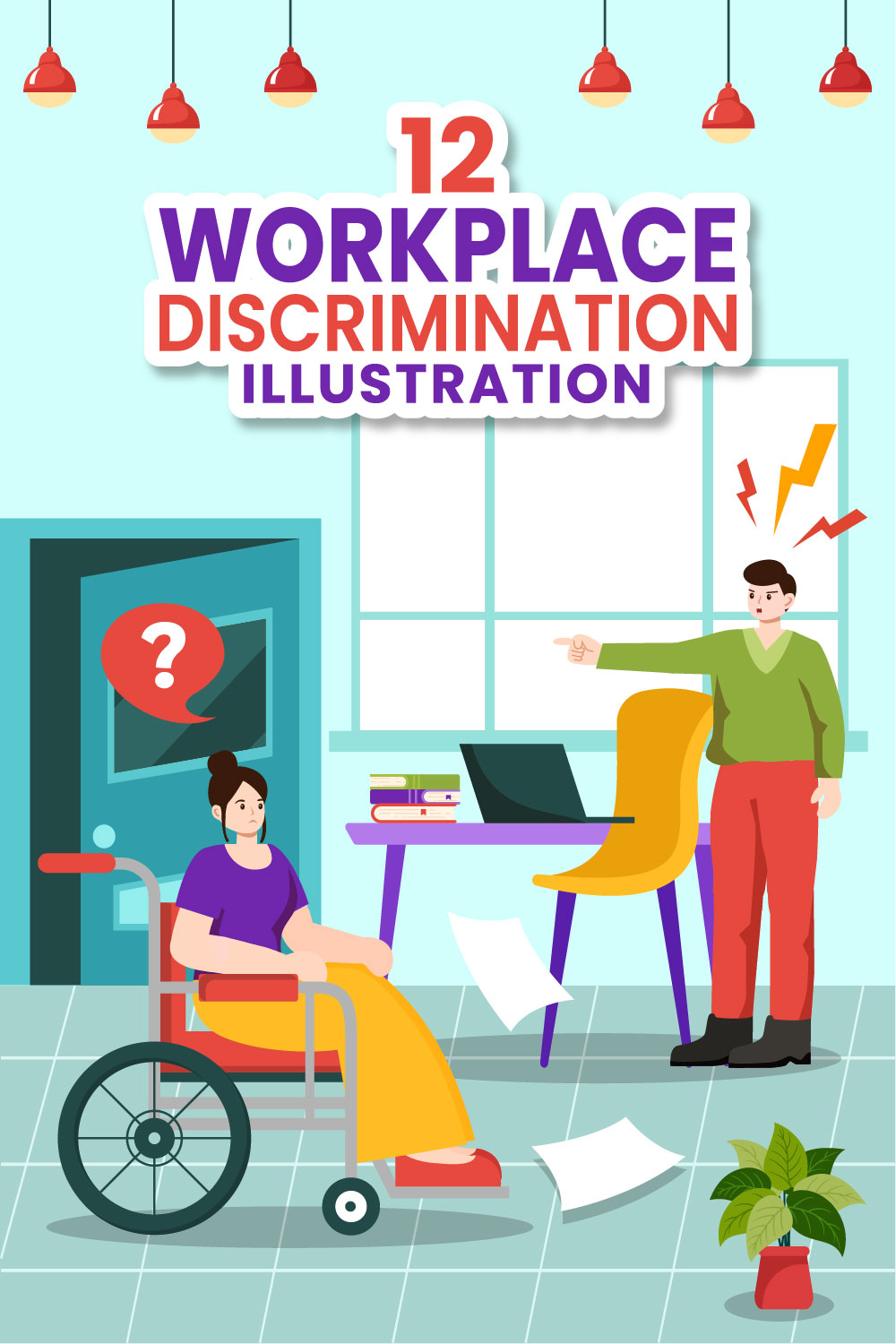 12 Workplace Discrimination Illustration pinterest preview image.