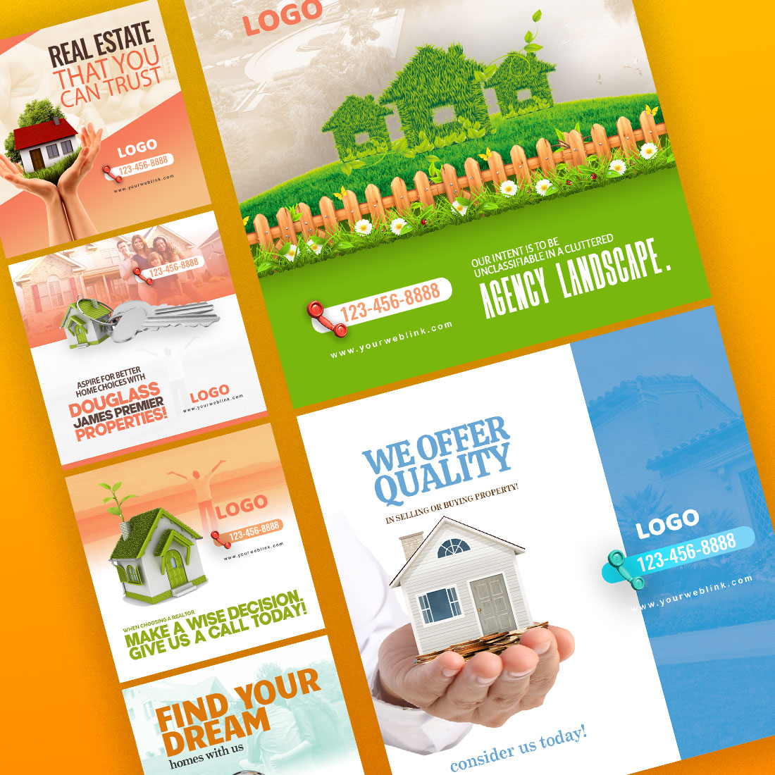 6 Social Media Kit Instagram & Face Book Templates Real Estate cover image.