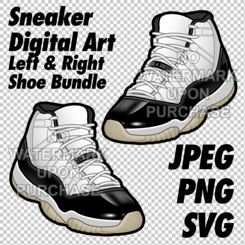 Air Jordan 11 Gratitude JPEG PNG SVG Sneaker Art right & left shoe bundle Digital Download cover image.