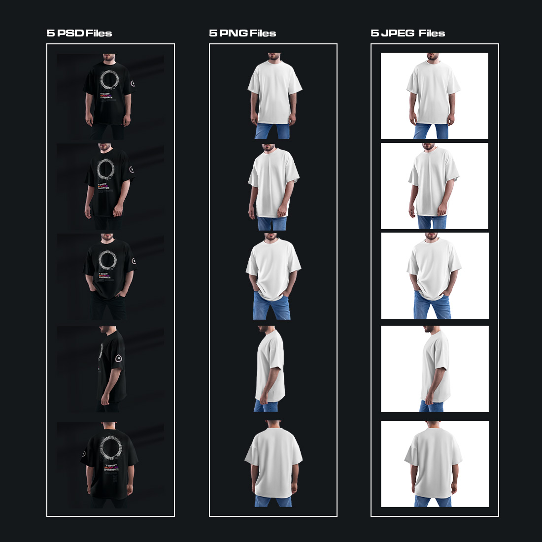 5 Mockups Oversize T-shirt preview image.