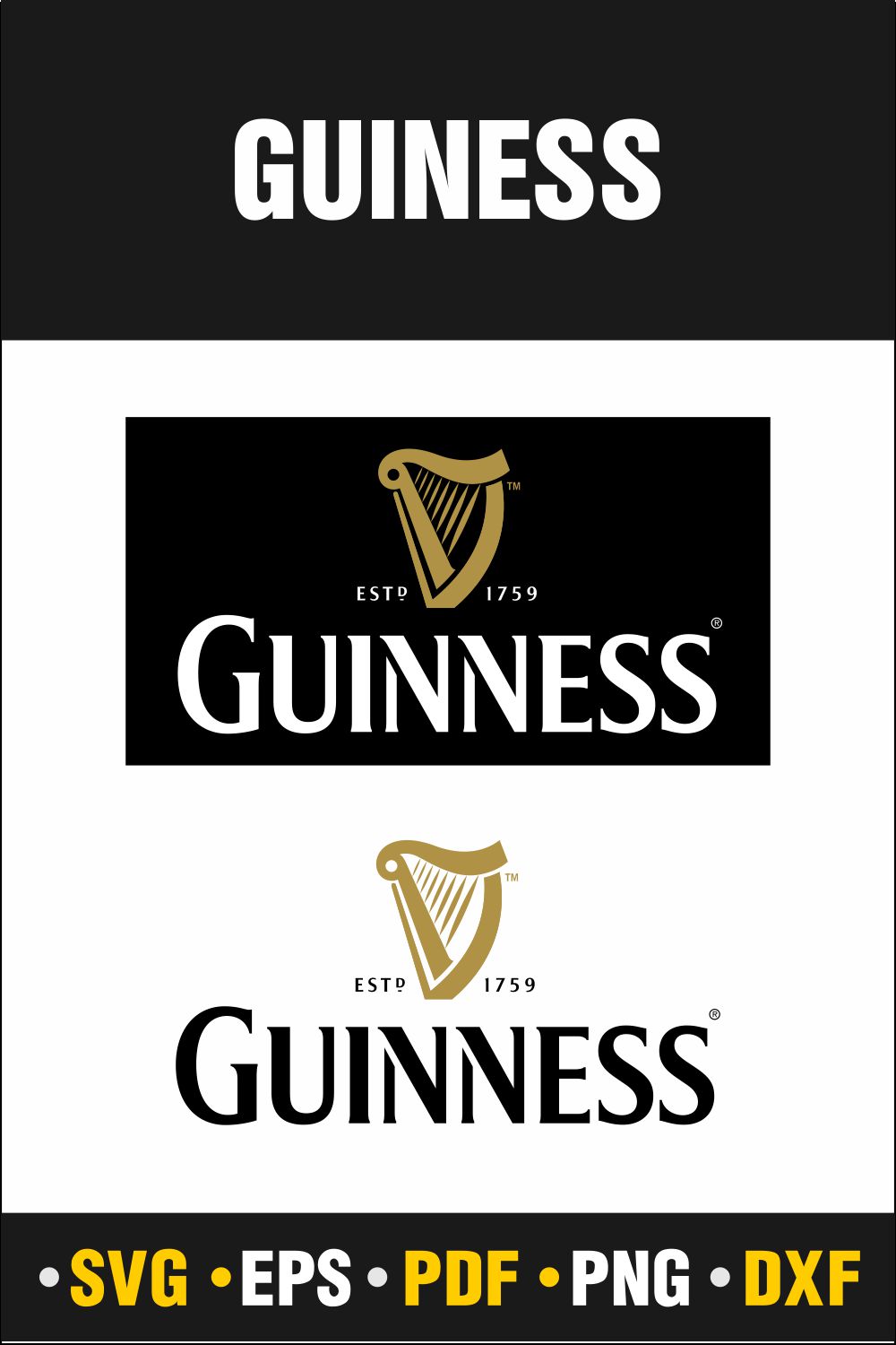 Guiness Svg, Guiness, Guiness Beer Svg, Guiness Png, Beer Png, Guines Svg, Instant Download Vector Cut file Cricut, Silhouette, Pdf Png, Dxf, Decal pinterest preview image.