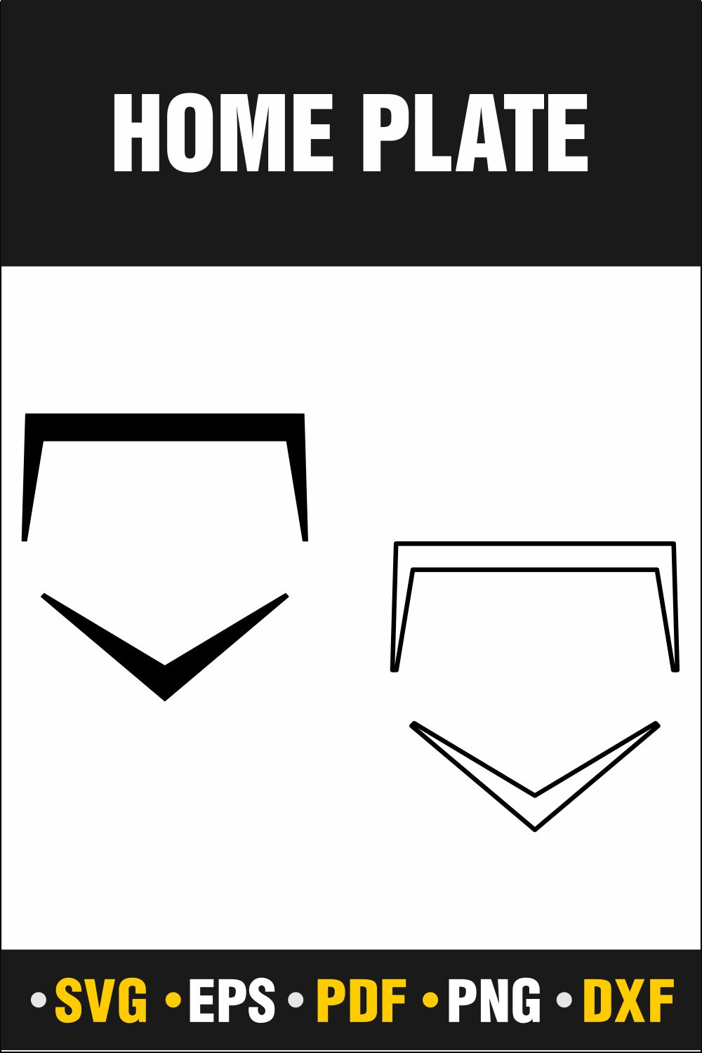 Home plate Svg, Home plate, Home plate Outline Svg, Home plate Png, Home plate Outline Png, HOme Svg, Instant Download Vector Cut file Cricut, Silhouette, Pdf Png, Dxf, Decal pinterest preview image.