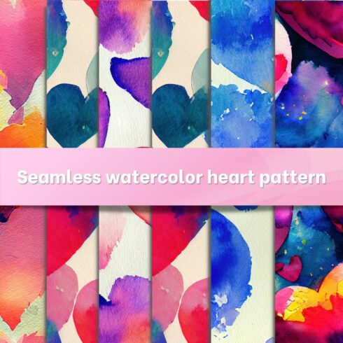Seamless watercolor heart pattern cover image.