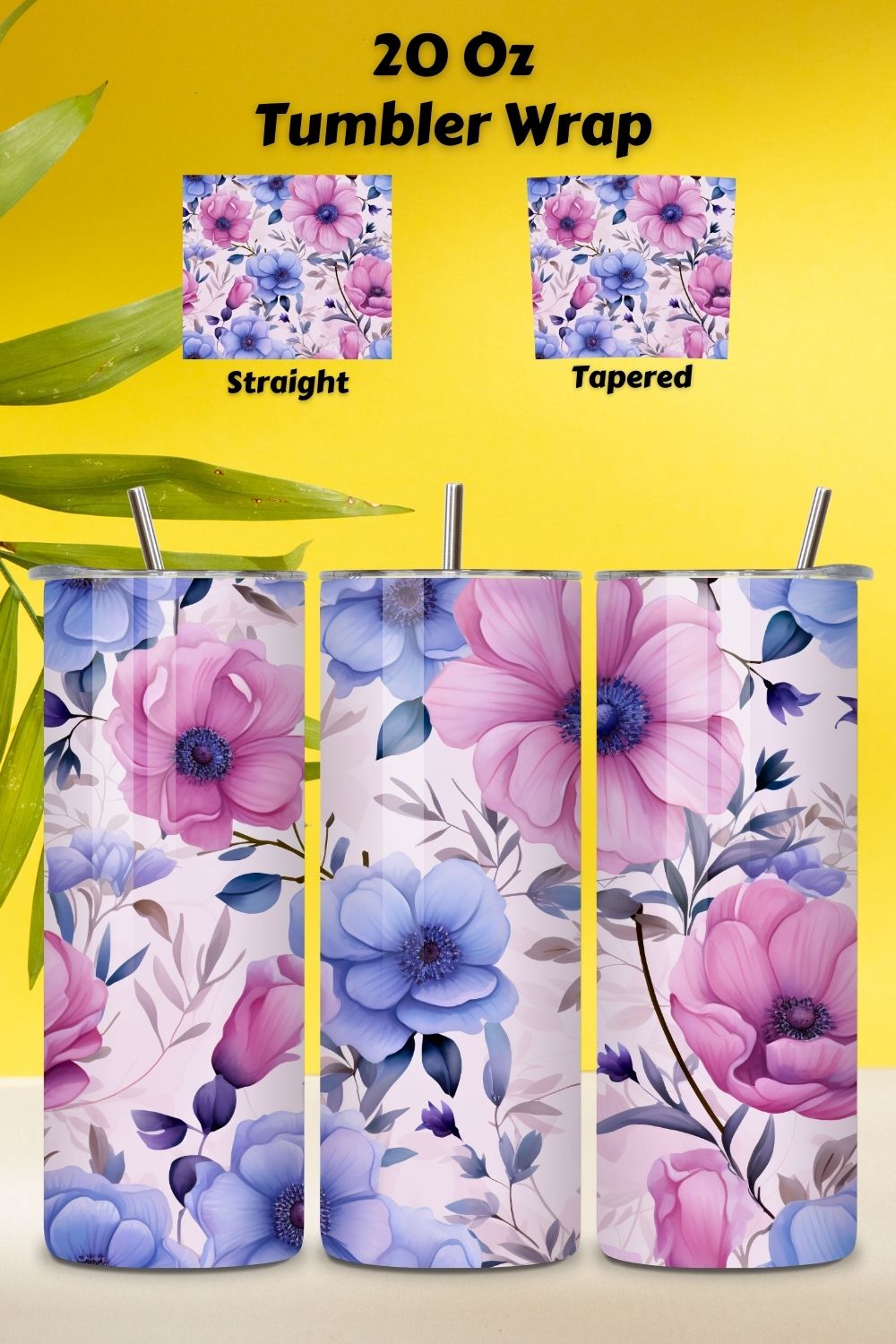 Flower Tumbler Wrap, Sublimation PNG Design, Watercolor, tumbler design, tumbler png, tumbler waterslide, tumbler wrap, wildflowers pinterest preview image.