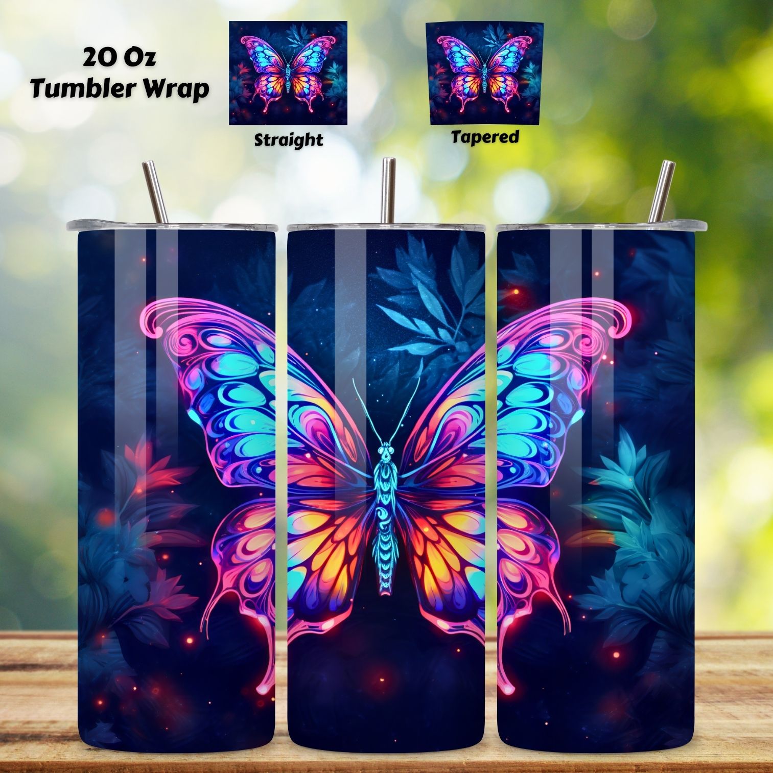 Butterfly Tumbler Wrap, 20oz Skinny Tumbler Sublimation, butterfly png, butterfly tumbler, delight butterfly, floral butterfly, holographic tumbler cover image.
