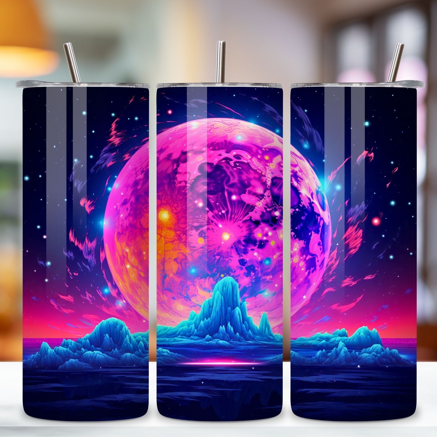 Moon Tumbler Wrap PNG, Moon Tumbler Wrap PNG, Sublimation, celestial wrap, moon png, moon stars tumbler, moon tumbler preview image.