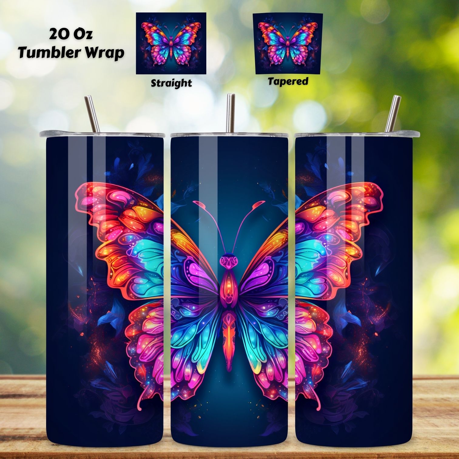 Purple Butterflies tumbler sublimation design