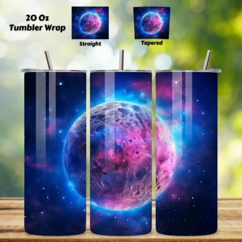 Moon-Themed Tumbler Sublimation PNG, Moon Sublimation PNG, moon tumbler png, seamless wrap, sky tumbler, stars tumbler wrap cover image.