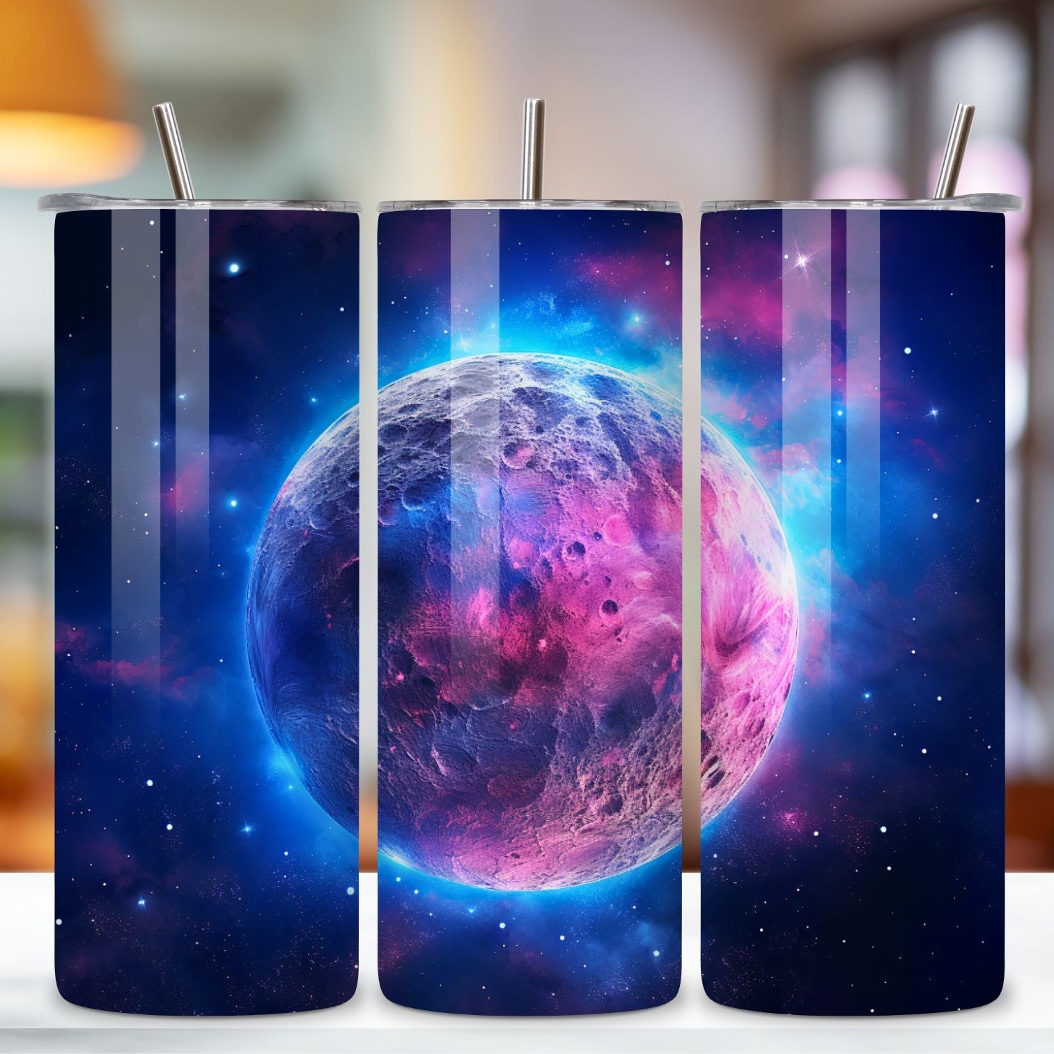 Moon-Themed Tumbler Sublimation PNG, Moon Sublimation PNG, moon tumbler png, seamless wrap, sky tumbler, stars tumbler wrap preview image.
