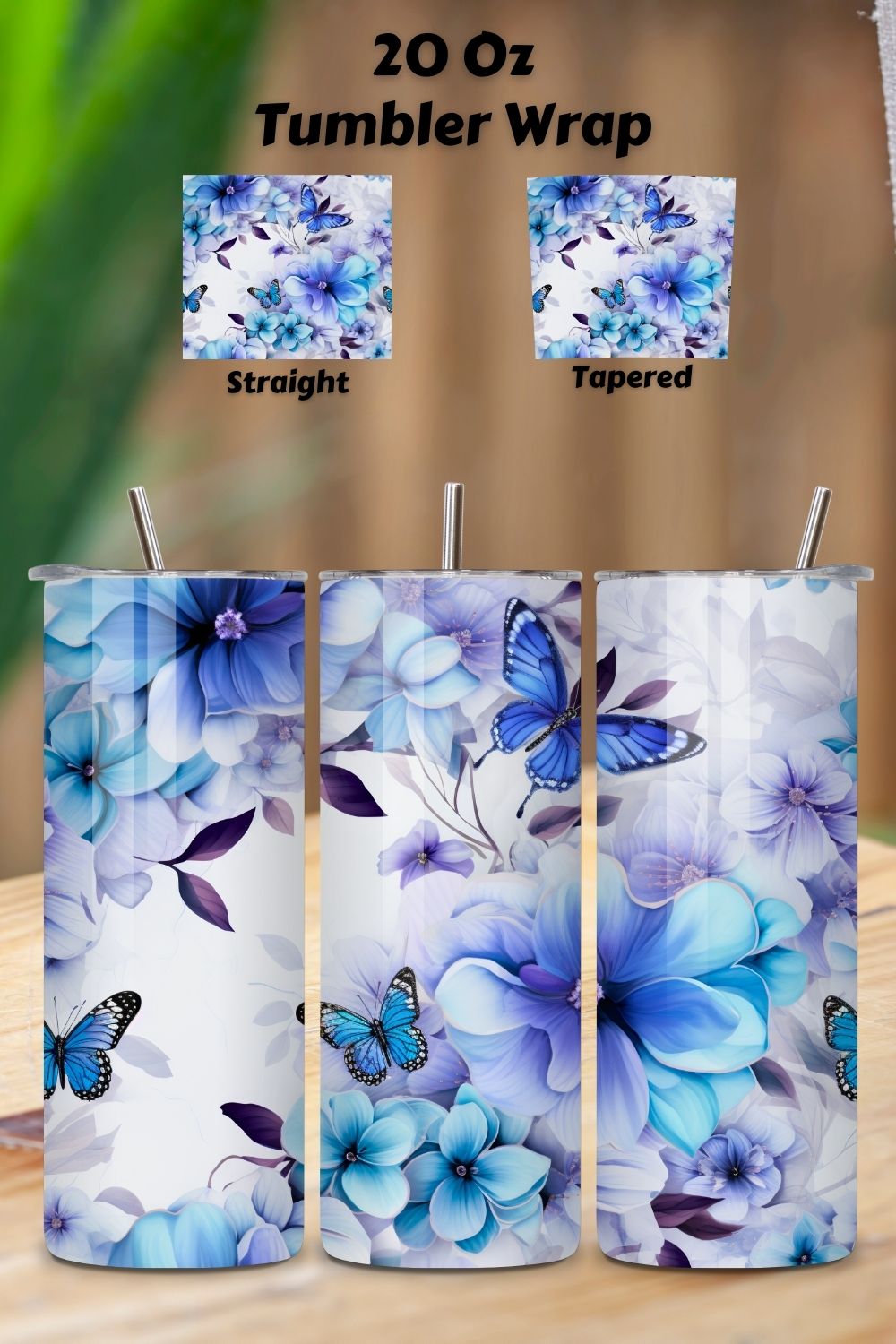 Celestial Blossoms Tumbler Design, alcohol ink butterflies, 3d butterfly tumbler, 3d tumbler design, 3d tumbler png pinterest preview image.