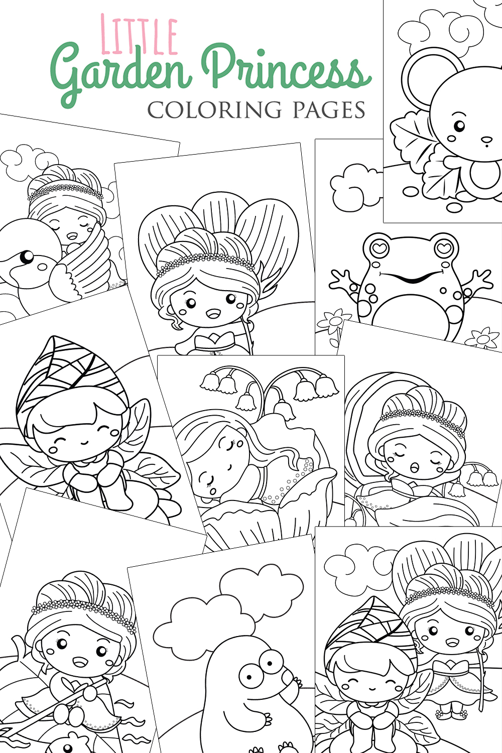 Little Garden Princess Girl Kids and Animal Cartoon Coloring Activity School for Kids and Adult pinterest preview image.