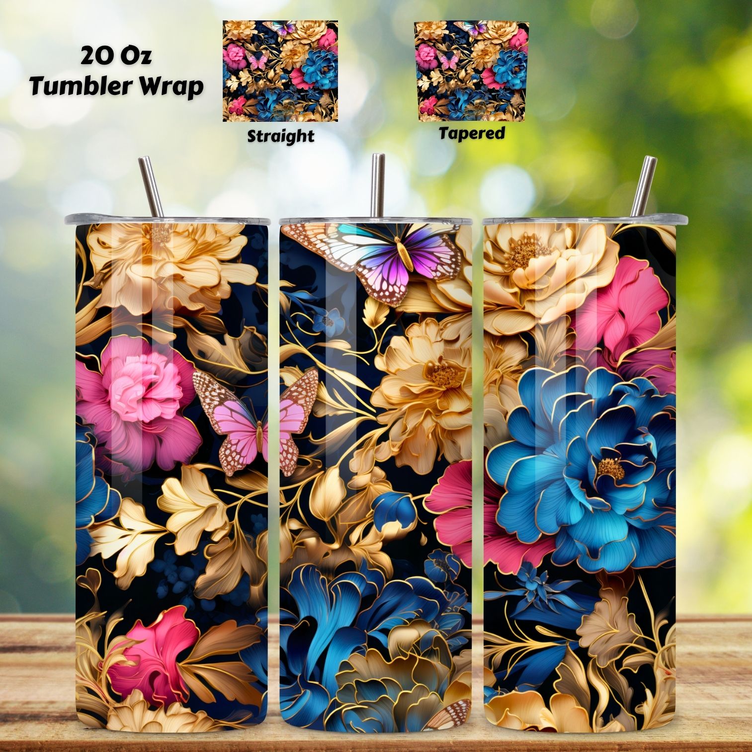 Flowers Tumbler Wrap, alcohol ink butterflies, Golden png, 3d tumbler design, 3d tumbler png, 3d tumbler wrap, butterfly tumbler, designs popular cover image.